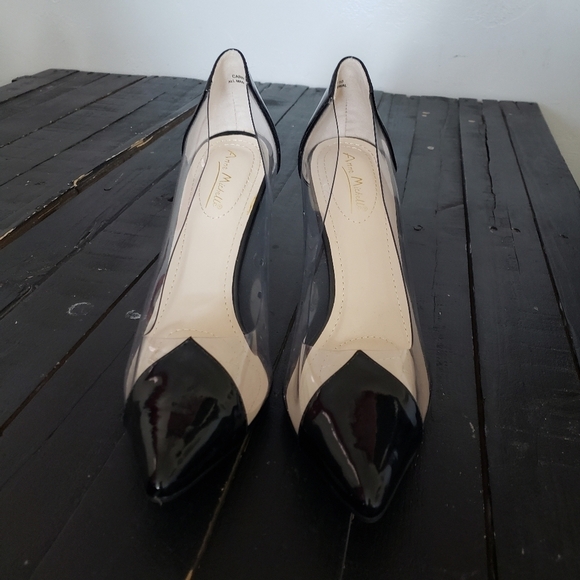 Anne Michelle Women's 10 Pumps Stiletto Heels Black Pointed Toe Clear - Picture 4 of 11